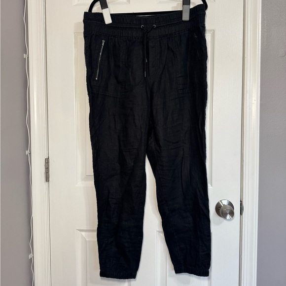 Athleta 100% Linen Cabo Linen Jogger Pants Women's Black Athleisure 16 EUC - Picture 2 of 6